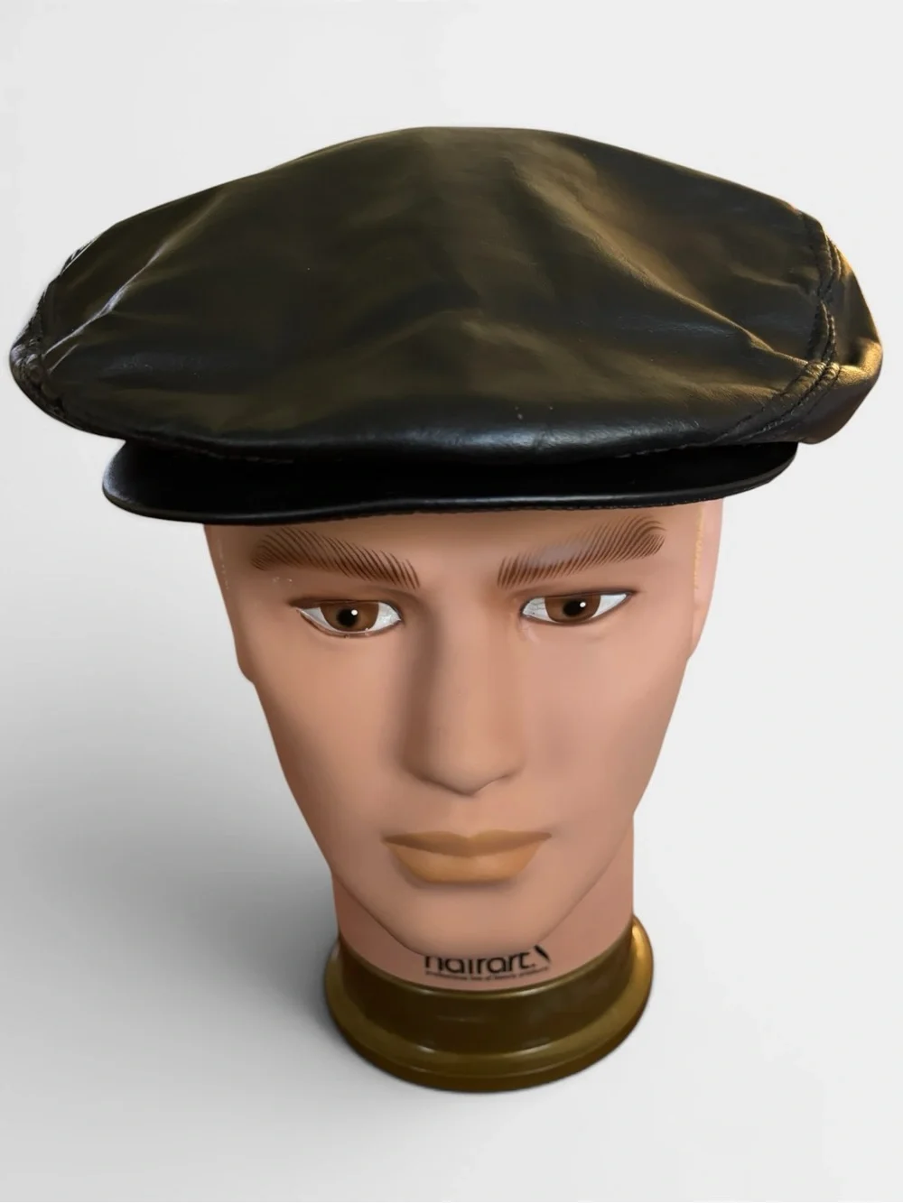 Vintage Seifter Associates Men’s Black Leather Newsboy Bookie Flat Cap Hat